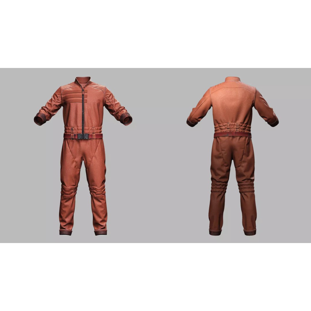 Sci-Fi Jumpsuit 3D Model – Game-Ready Low Poly Outfit, FBX - View 5