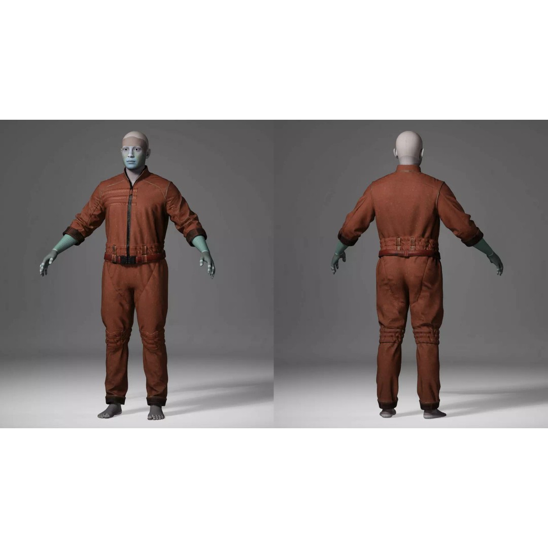 Sci-Fi Jumpsuit 3D Model – Game-Ready Low Poly Outfit, FBX - View 9