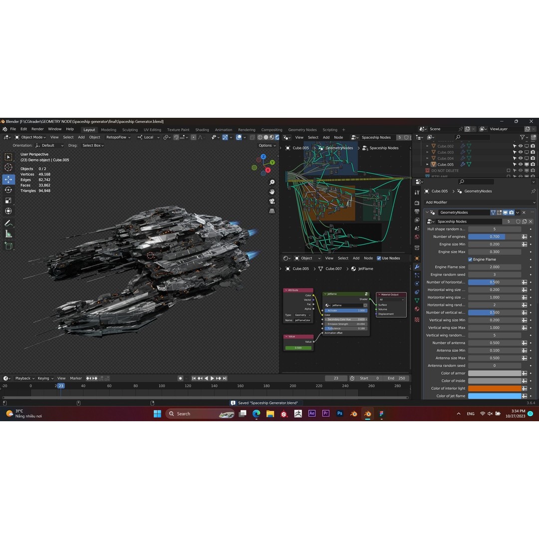Spaceship Generator 3D Model – Procedural Sci-Fi Asset for Blender - View 16