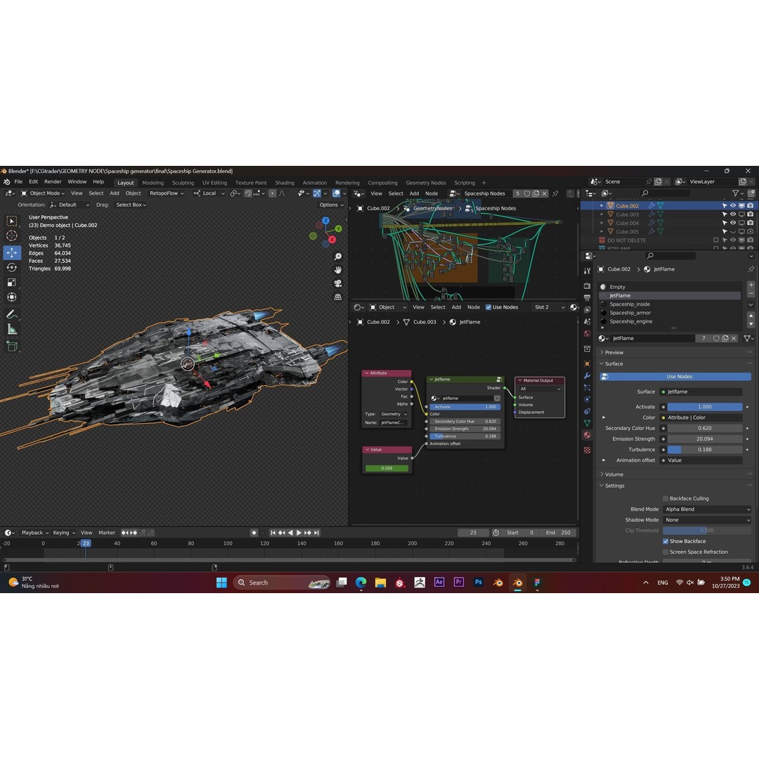 Spaceship Generator 3D Model – Procedural Sci-Fi Asset for Blender - View 25