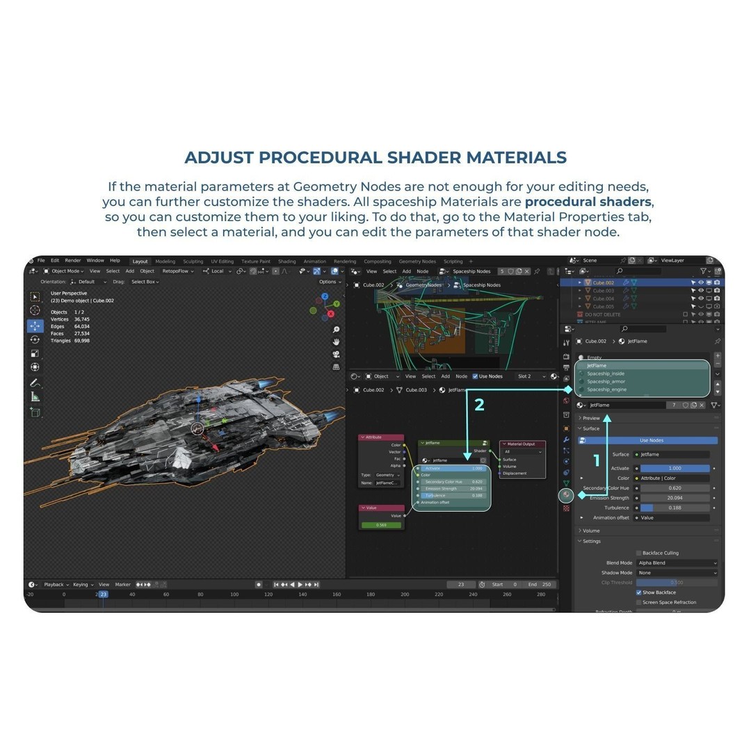 Spaceship Generator 3D Model – Procedural Sci-Fi Asset for Blender - View 5