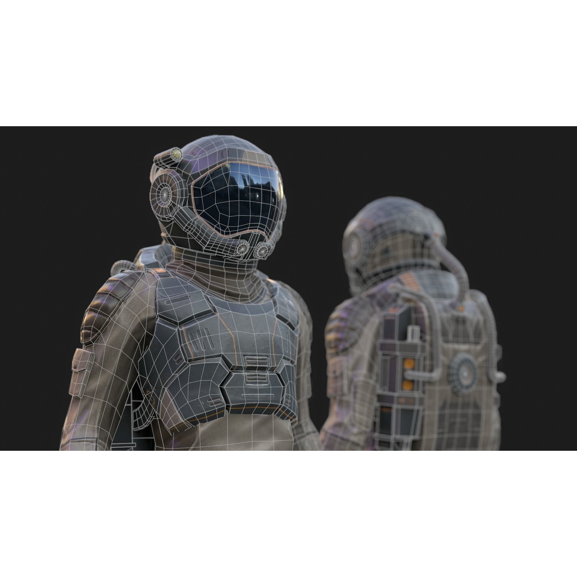 SX01 Male Space Suit - Low-Poly Game-Ready 3D Model - View 4