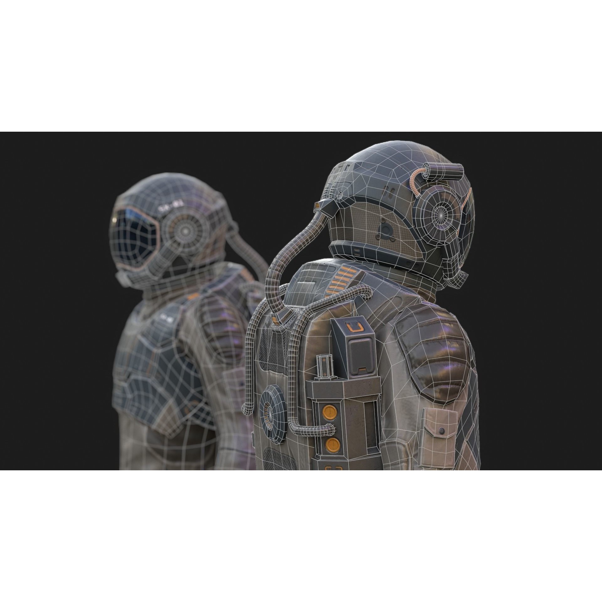 SX01 Male Space Suit - Low-Poly Game-Ready 3D Model - View 6