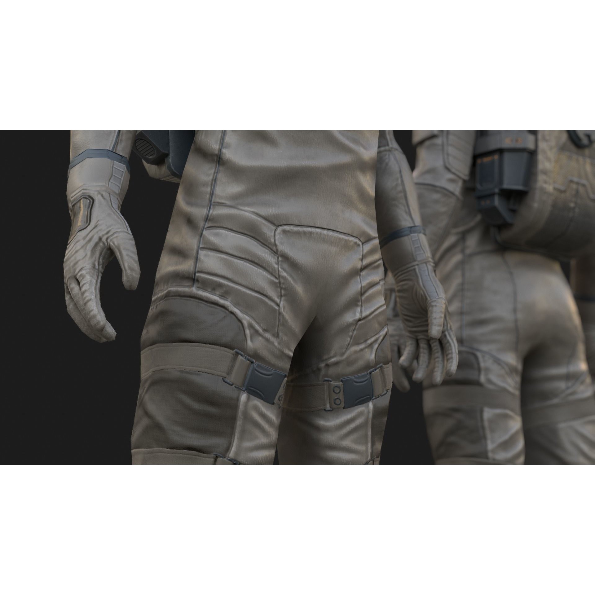 SX01 Male Space Suit - Low-Poly Game-Ready 3D Model - View 7