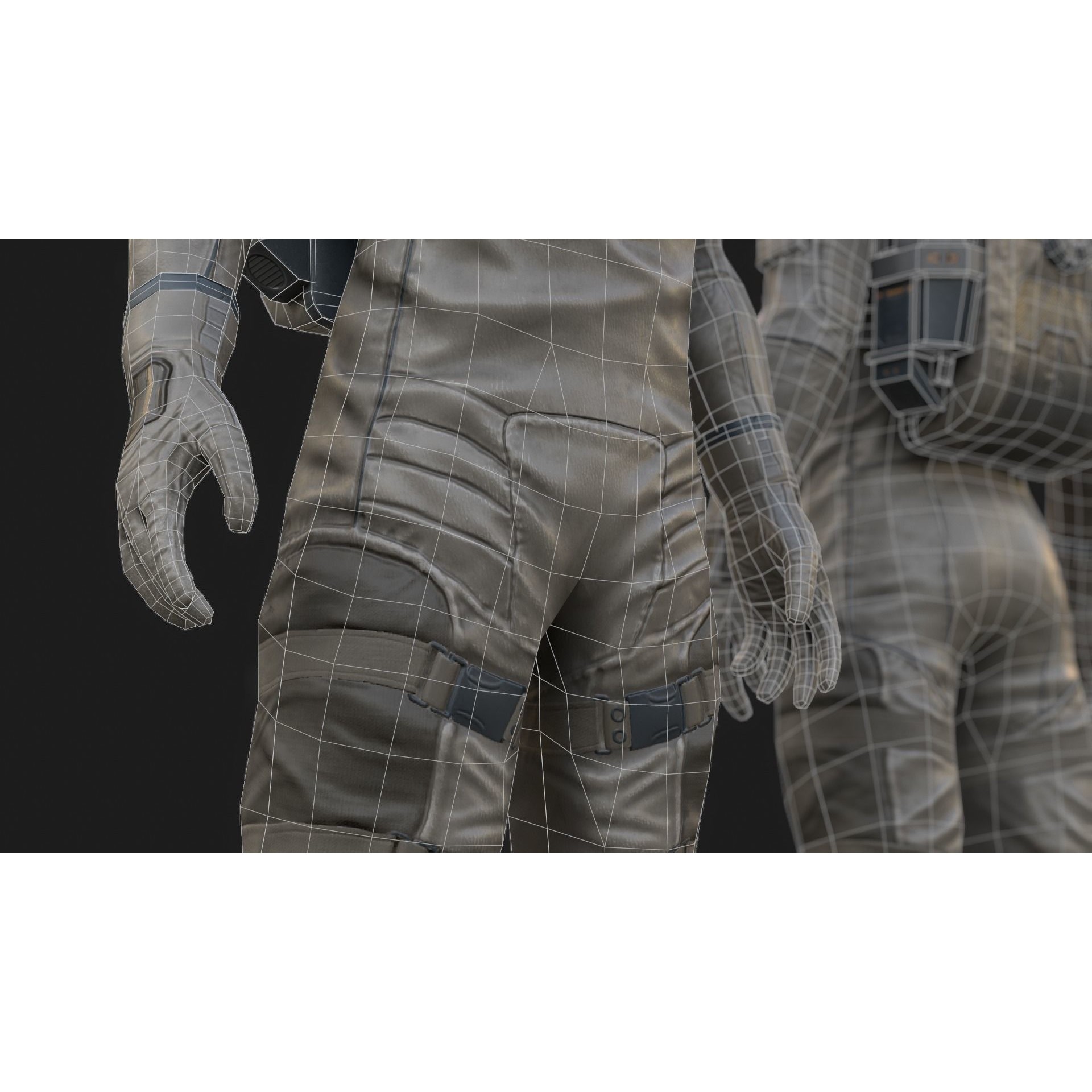 SX01 Male Space Suit - Low-Poly Game-Ready 3D Model - View 8