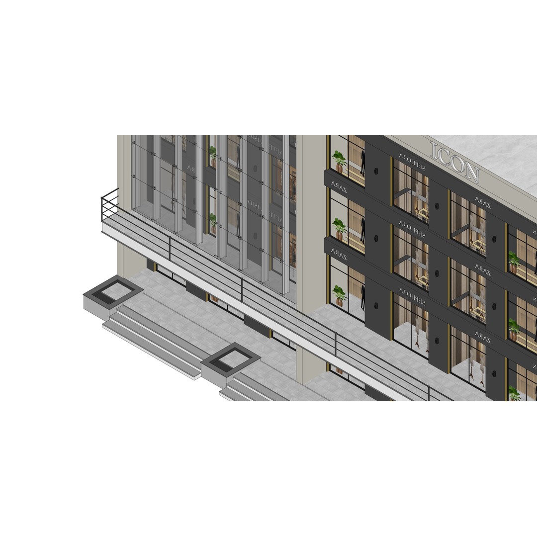 Commercial Complex 3D Model – Low Poly Modern Design, FBX & OBJ - View 12