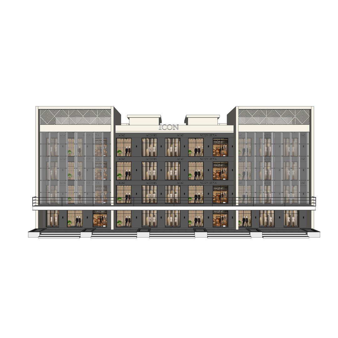 Commercial Complex 3D Model – Low Poly Modern Design, FBX & OBJ - View 15