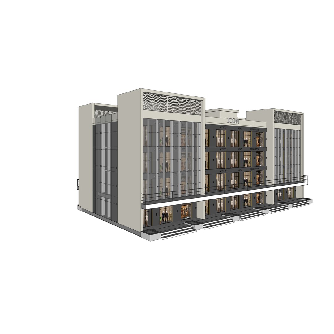 Commercial Complex 3D Model – Low Poly Modern Design, FBX & OBJ - View 25