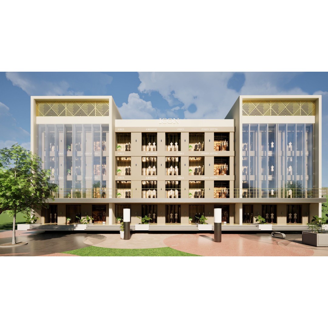 Commercial Complex 3D Model – Low Poly Modern Design, FBX & OBJ - View 4