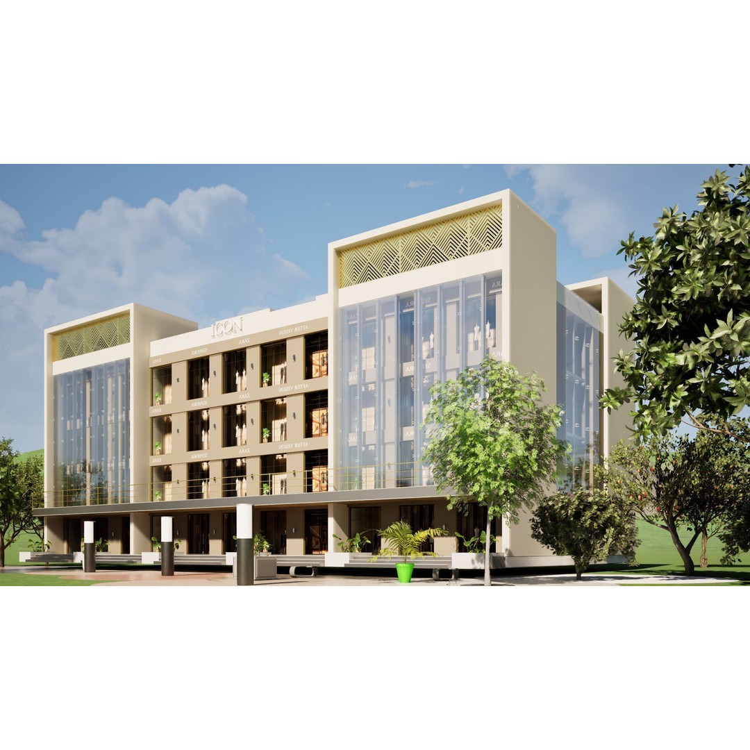 Commercial Complex 3D Model – Low Poly Modern Design, FBX & OBJ - View 8