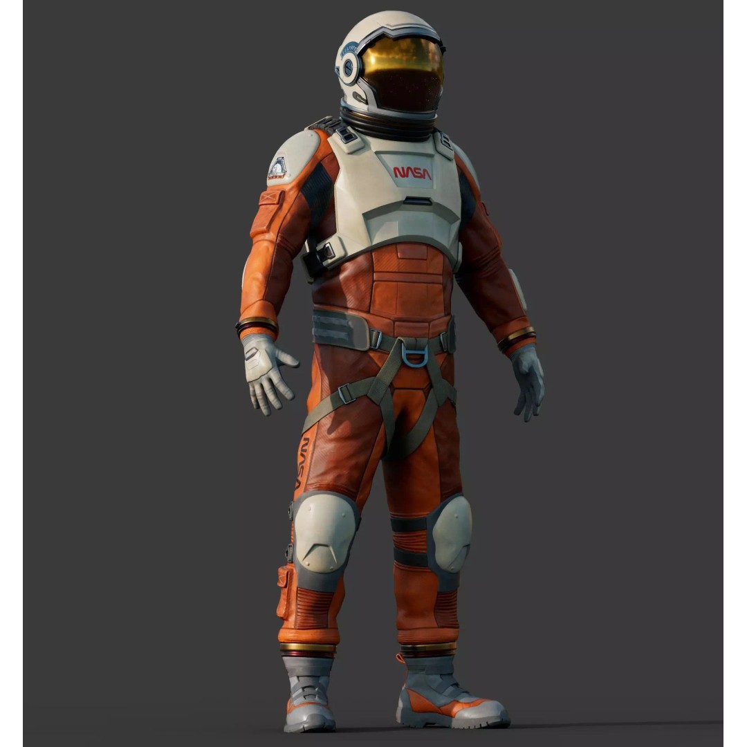 NASA Orange Spacesuit Concept 3D Model – Realistic Design for Games, FBX, OBJ