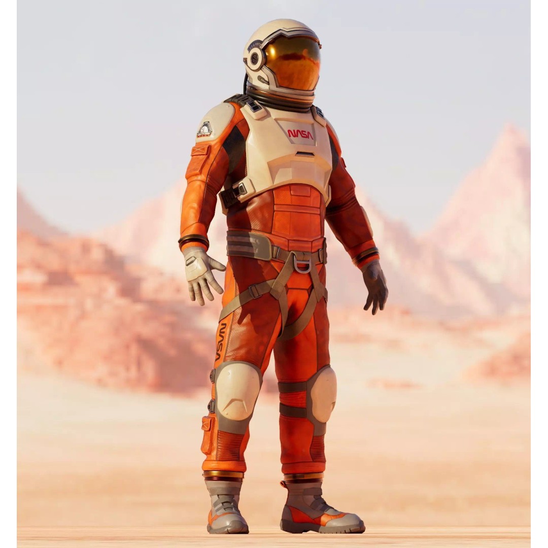NASA Orange Spacesuit Concept 3D Model – Realistic Design for Games, FBX, OBJ - View 2