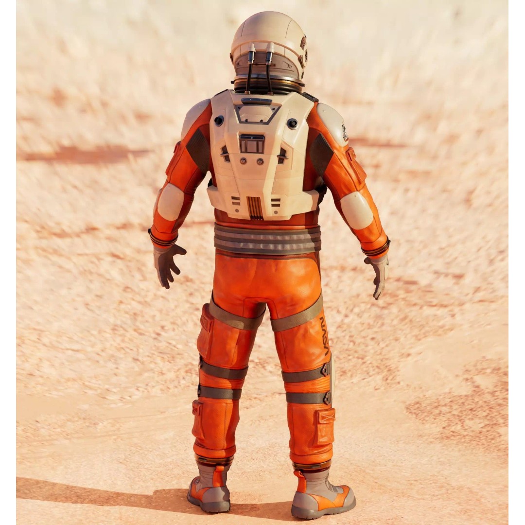NASA Orange Spacesuit Concept 3D Model – Realistic Design for Games, FBX, OBJ - View 4