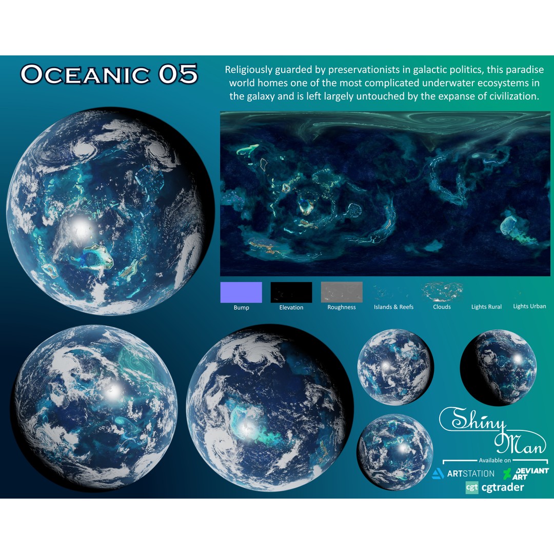 Oceanic Planet 3D Model – Seamless 16K Texture for Games - View 3
