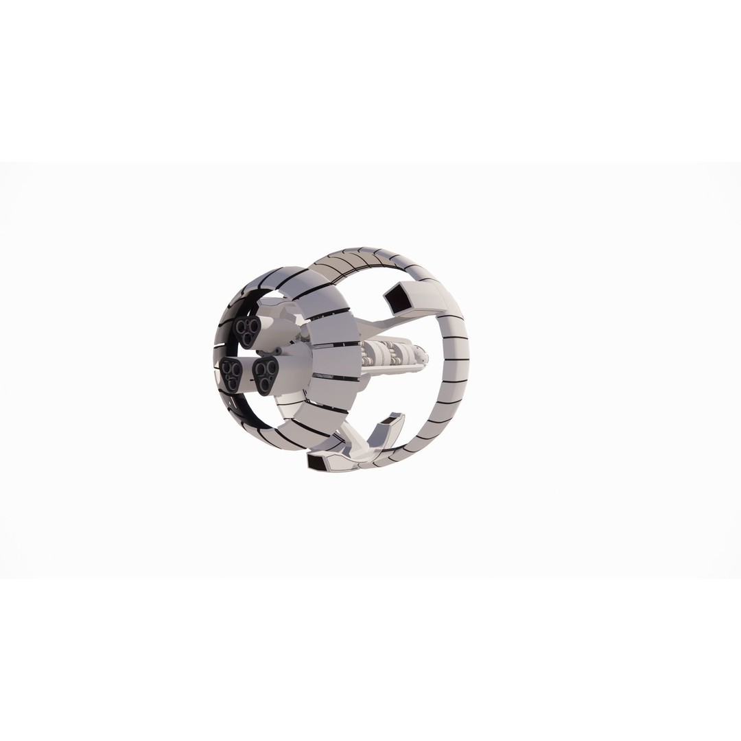 Spaceship 3D Model – Futuristic Low Poly Vehicle, FBX, OBJ - View 13