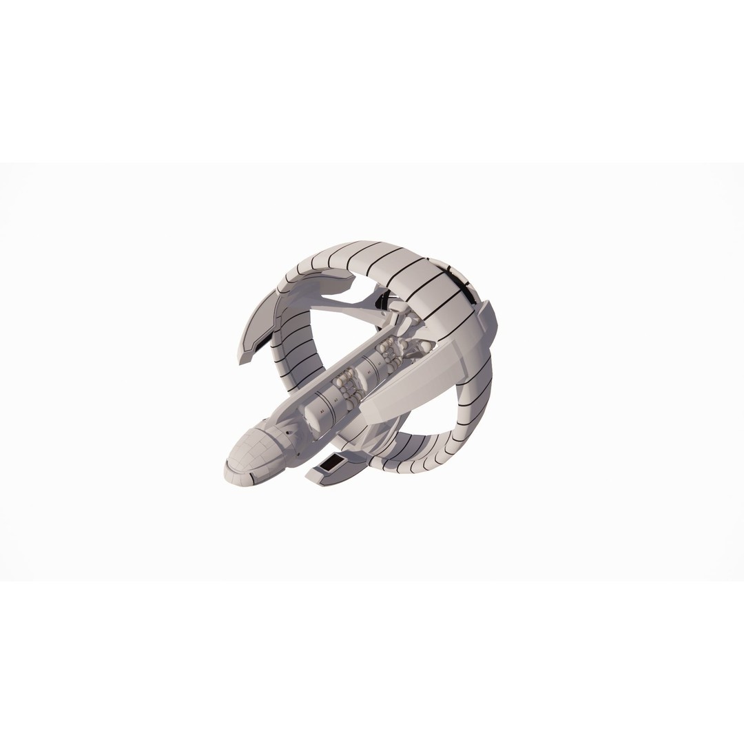 Spaceship 3D Model – Futuristic Low Poly Vehicle, FBX, OBJ - View 3