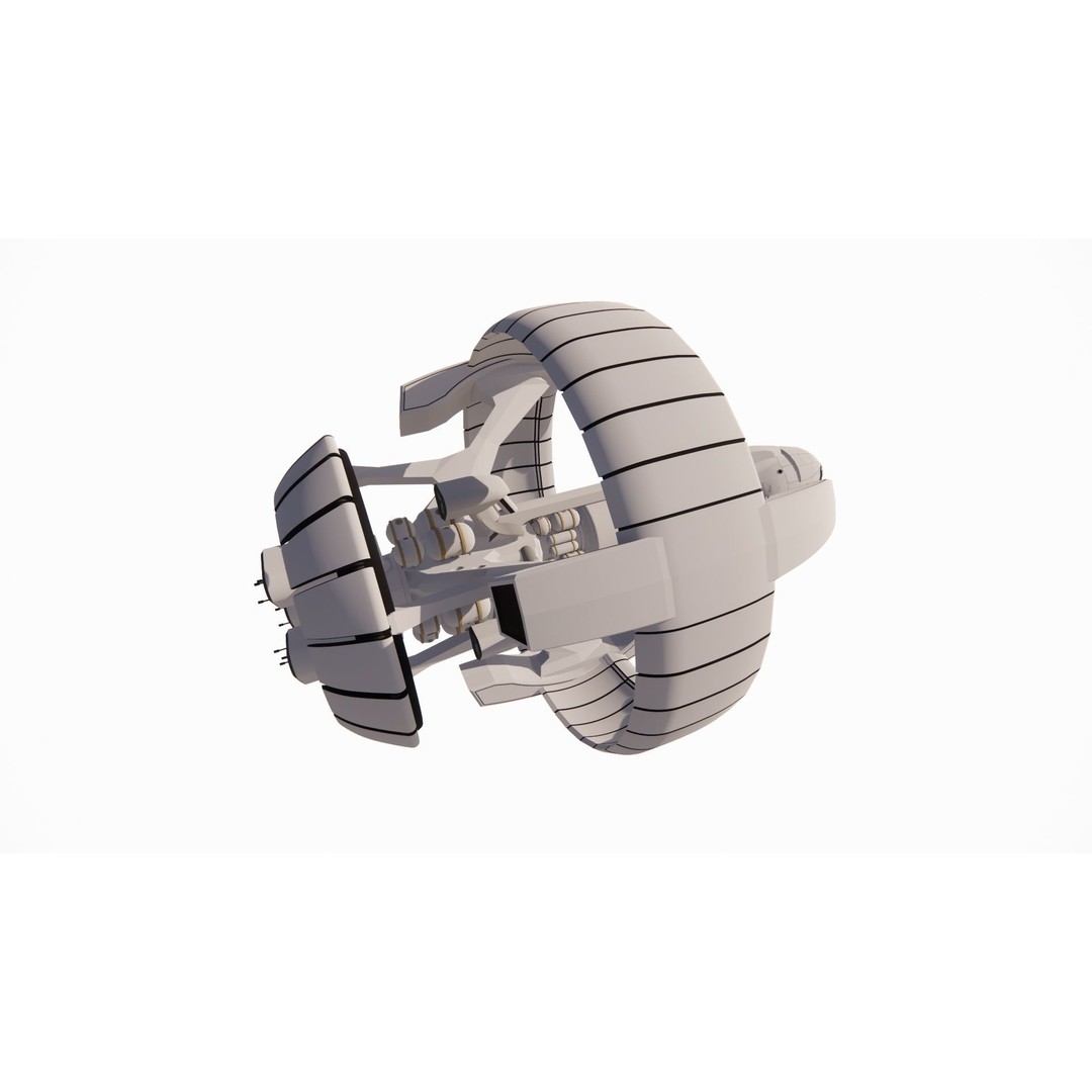 Spaceship 3D Model – Futuristic Low Poly Vehicle, FBX, OBJ - View 4
