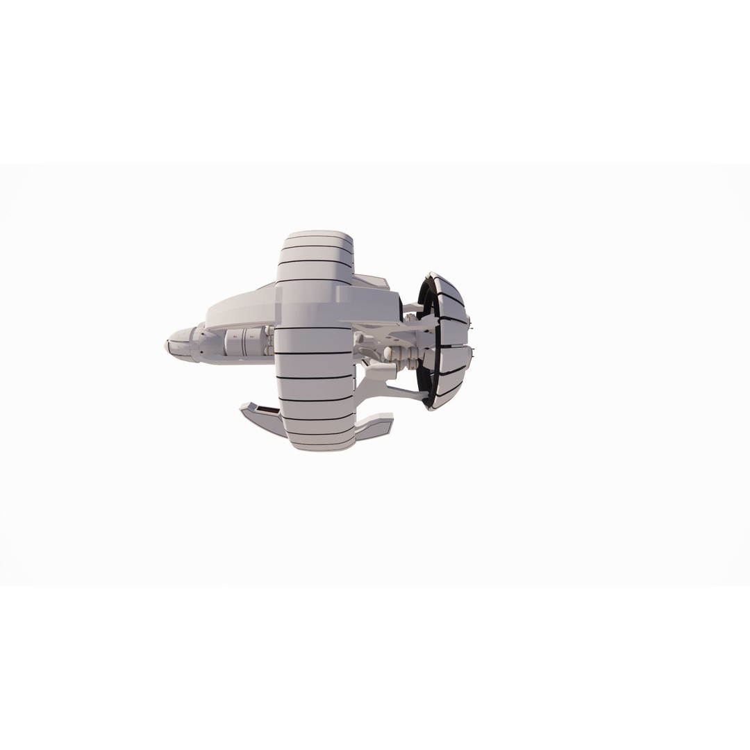 Spaceship 3D Model – Futuristic Low Poly Vehicle, FBX, OBJ - View 5