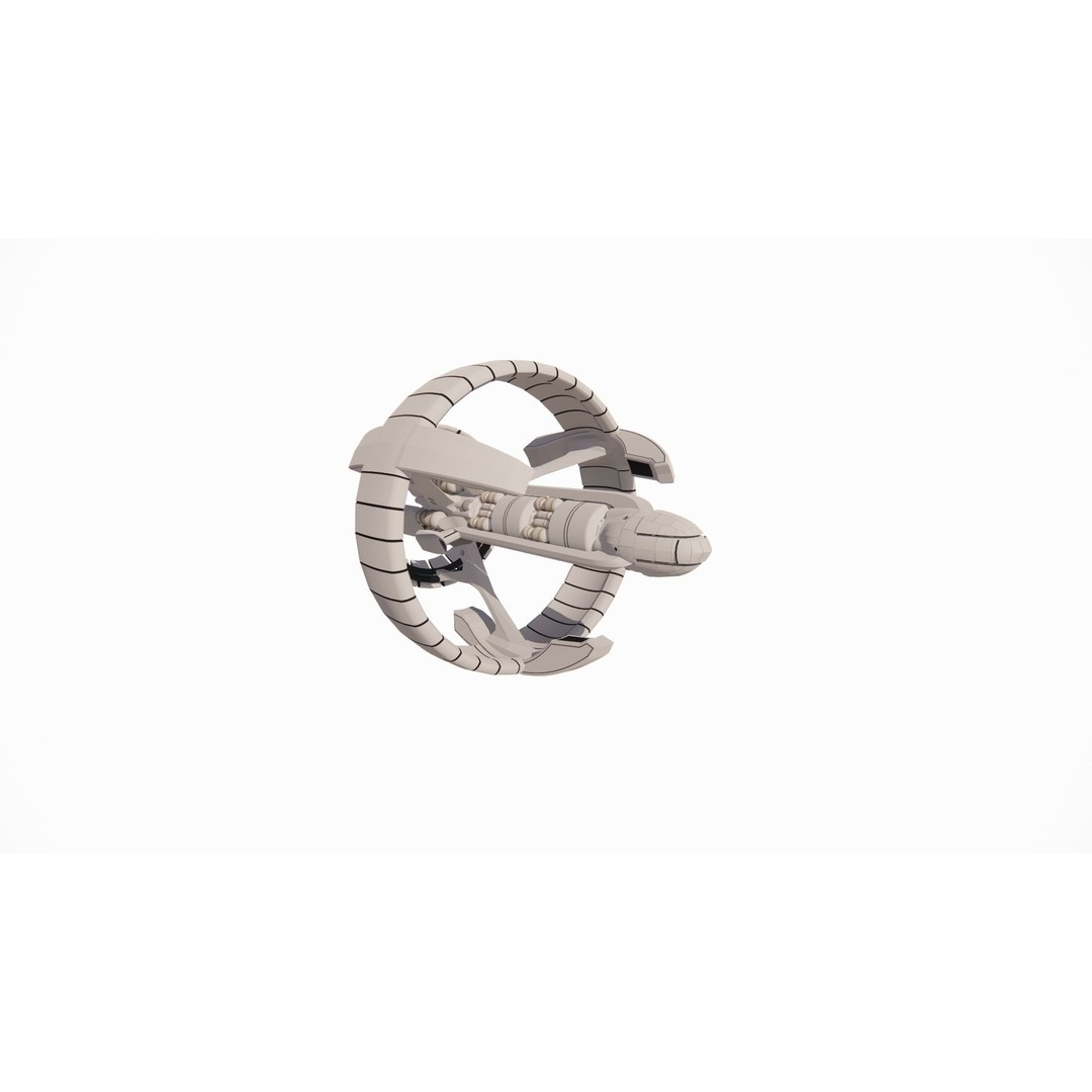 Spaceship 3D Model – Futuristic Low Poly Vehicle, FBX, OBJ - View 6