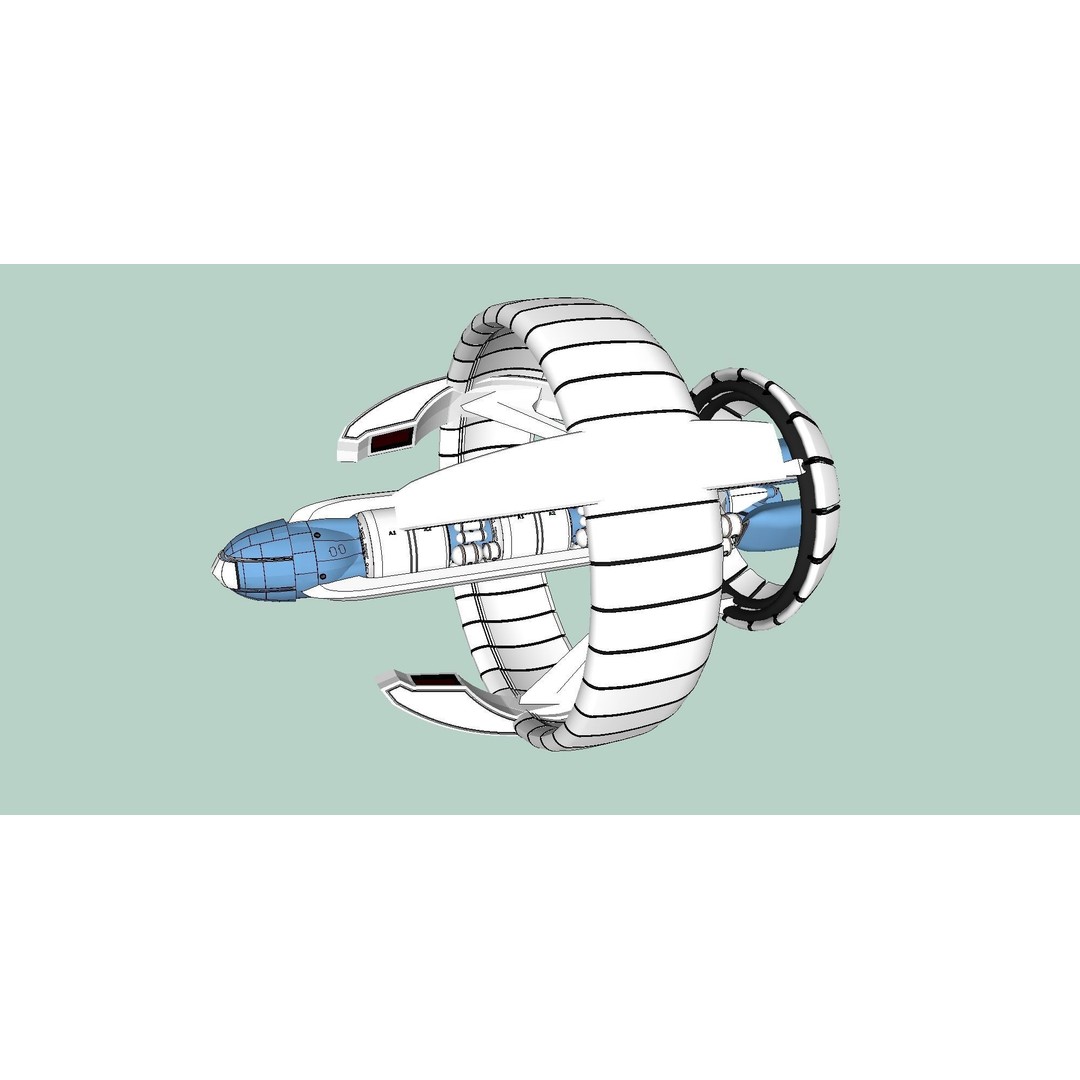 Spaceship 3D Model – Futuristic Low Poly Vehicle, FBX, OBJ - View 9