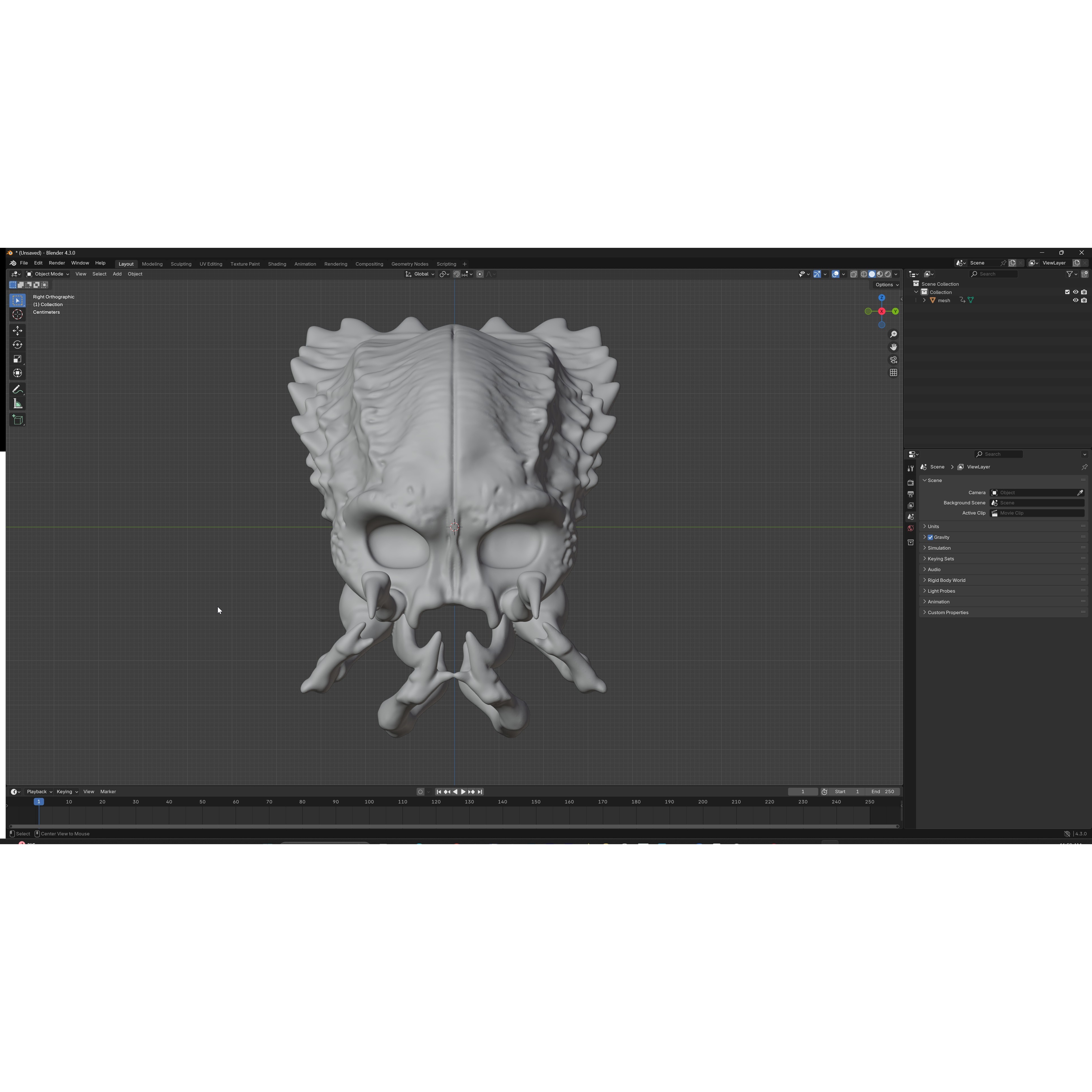 Alien Skull Artifact - Game-Ready 3D Model