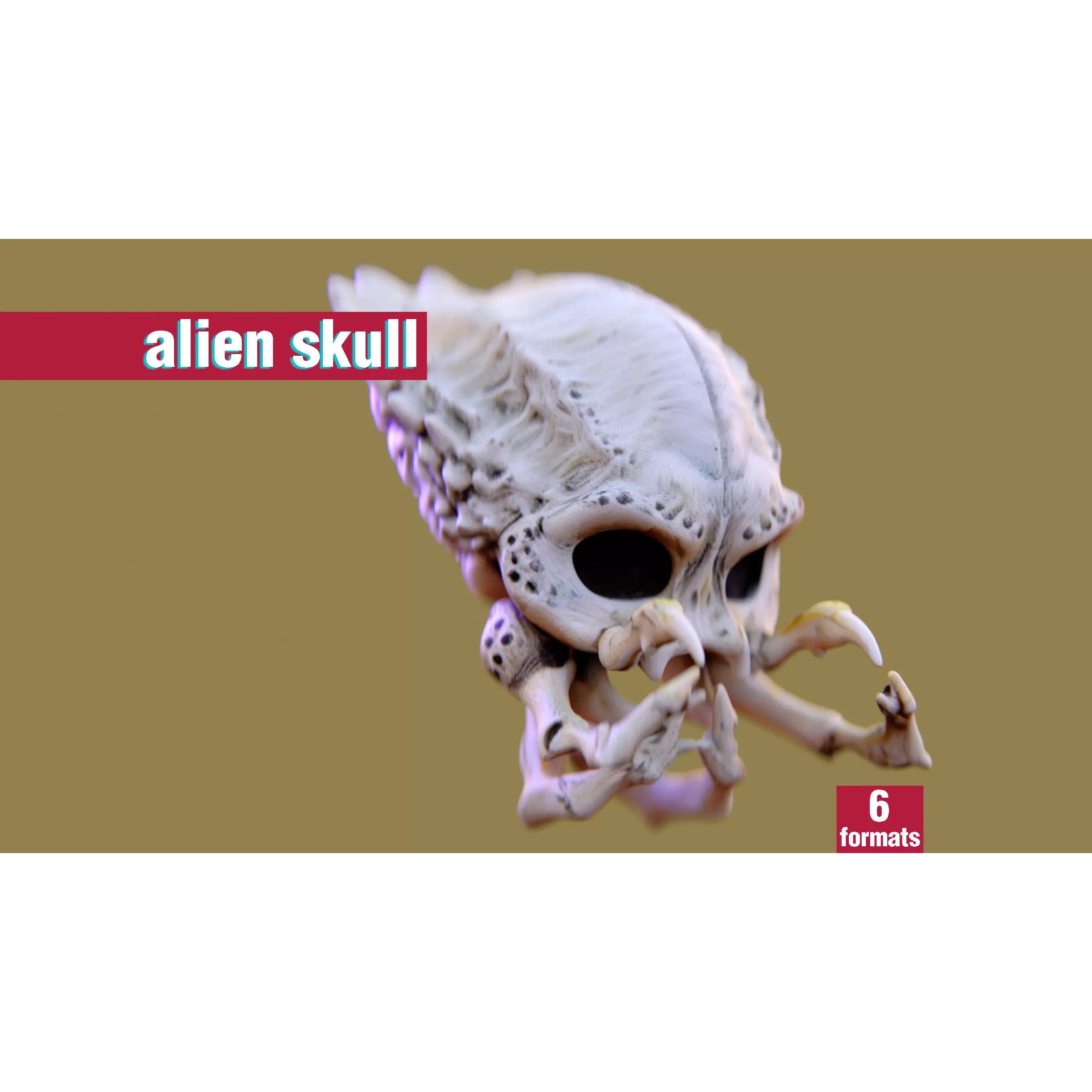 Alien Skull Artifact - Game-Ready 3D Model - View 2
