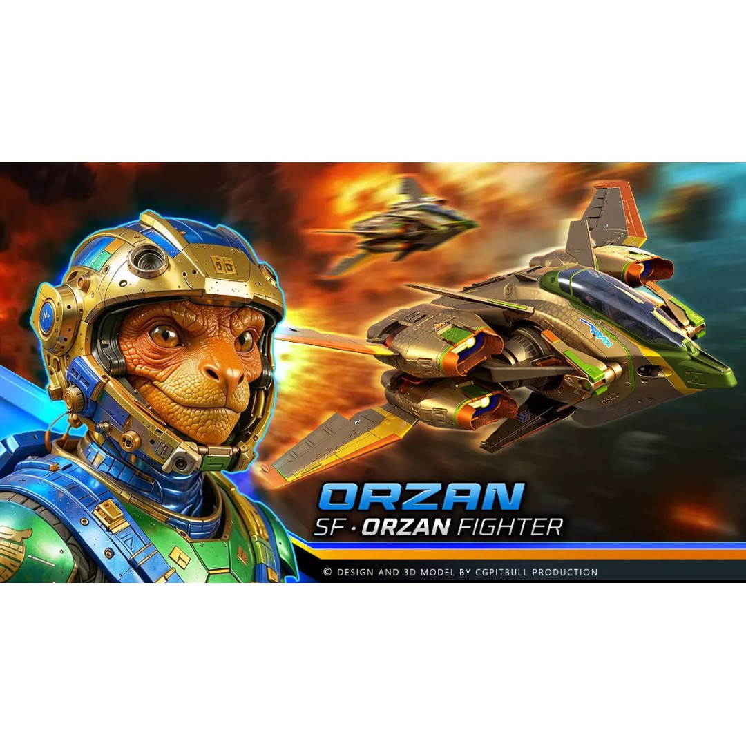 ORZAN Fighter 3D Model – Low Poly Sci-Fi Spaceship, FBX, OBJ - View 2