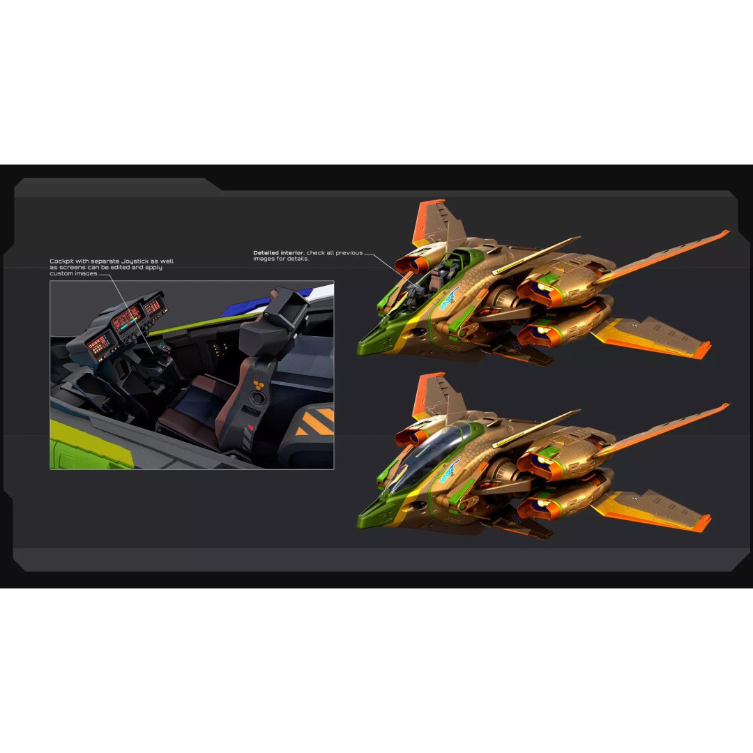 ORZAN Fighter 3D Model – Low Poly Sci-Fi Spaceship, FBX, OBJ - View 6