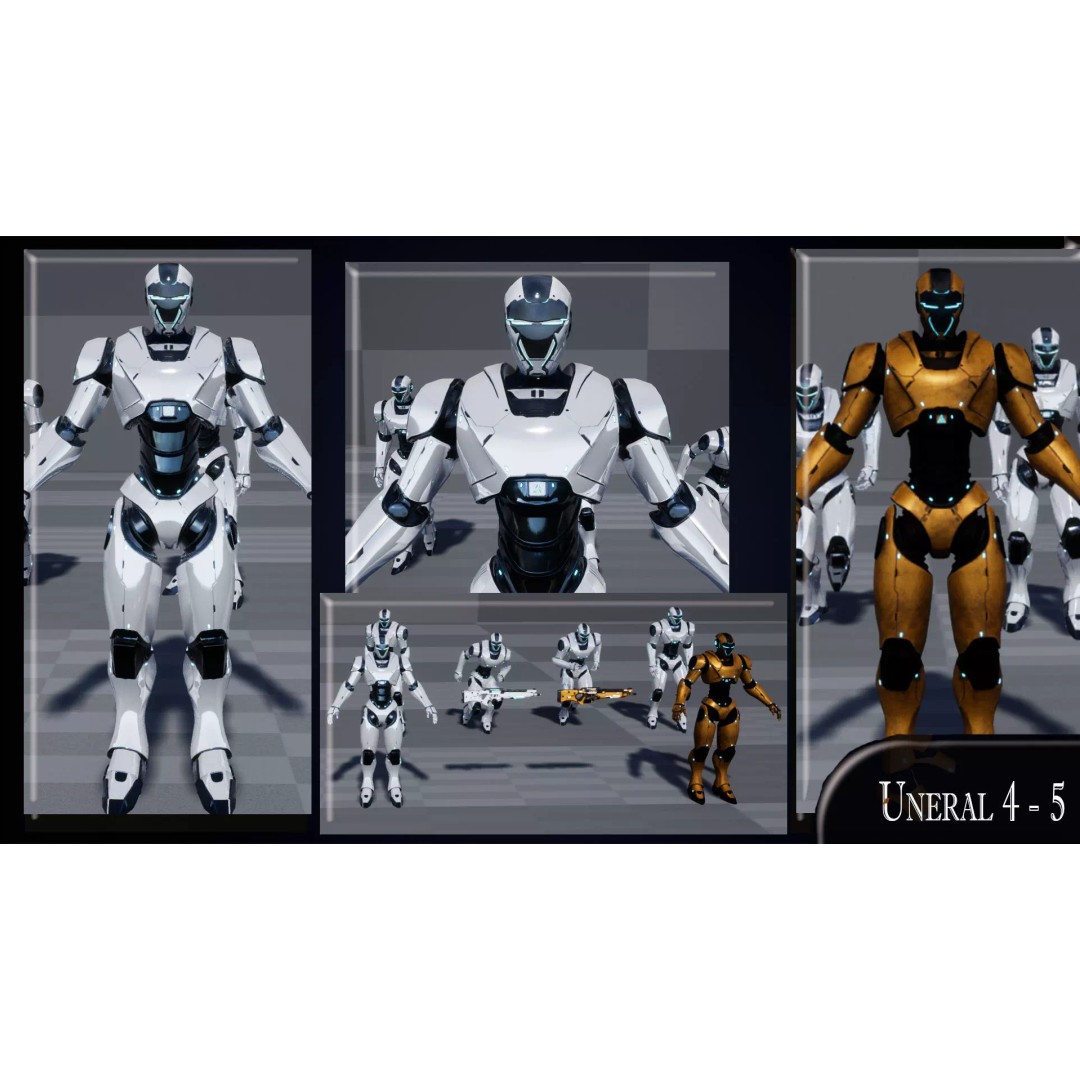 Robot 4 3D Model – Low Poly Rigged Character, FBX, PBR - View 10