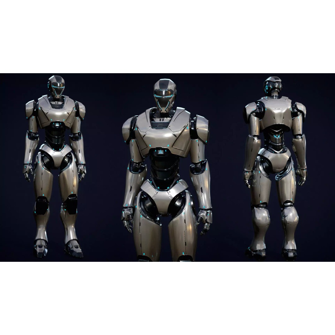 Robot 4 3D Model – Low Poly Rigged Character, FBX, PBR - View 11