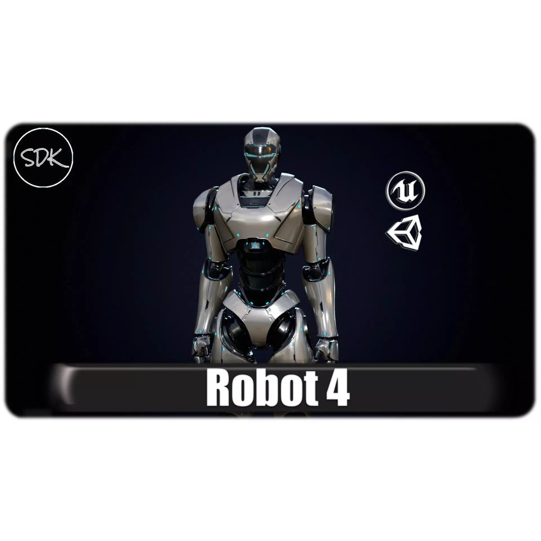 Robot 4 3D Model – Low Poly Rigged Character, FBX, PBR - View 2