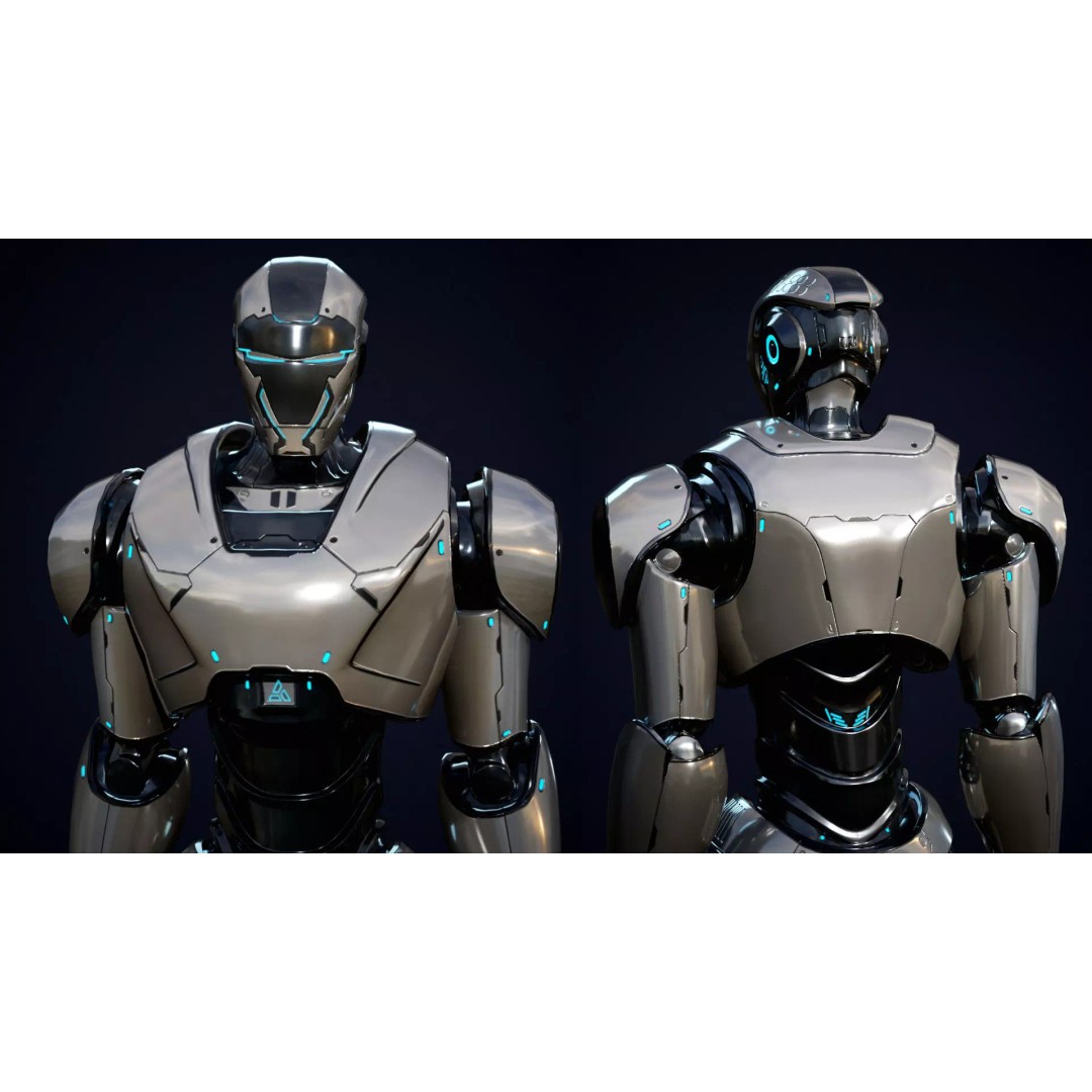 Robot 4 3D Model – Low Poly Rigged Character, FBX, PBR - View 4