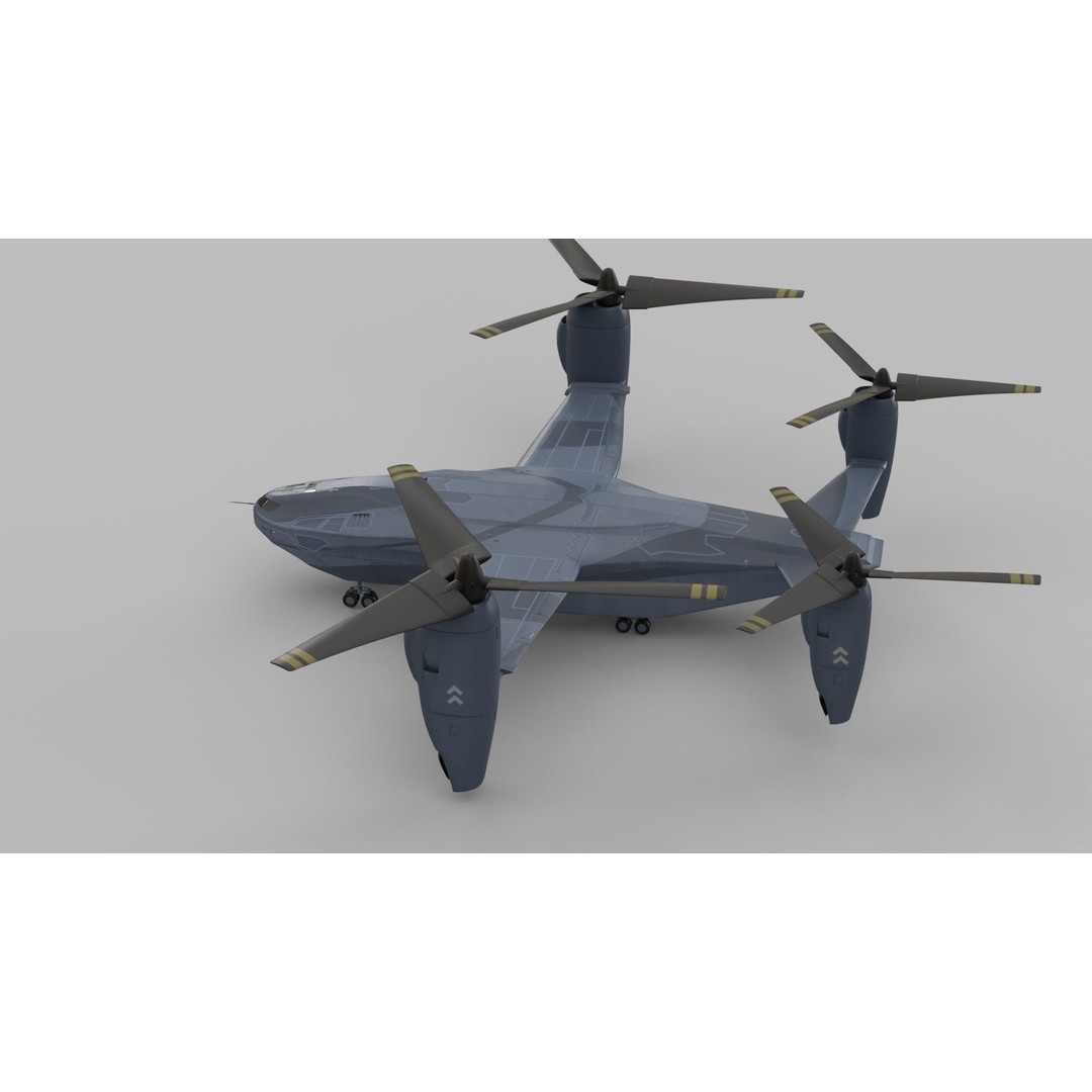Sci-Fi VTOL Dropship Aircraft 3D Model – PBR Textured, FBX Format - View 10