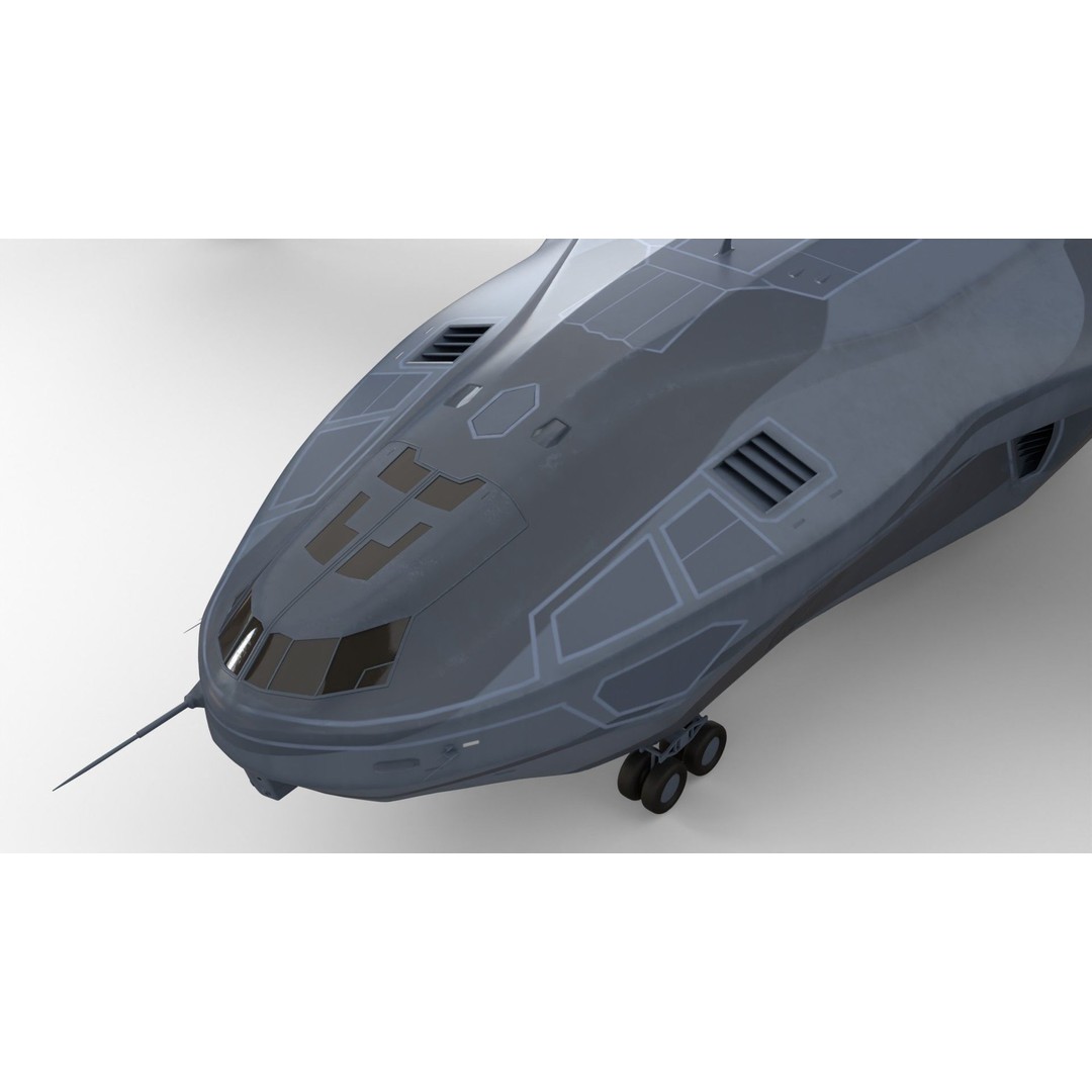 Sci-Fi VTOL Dropship Aircraft 3D Model – PBR Textured, FBX Format - View 11