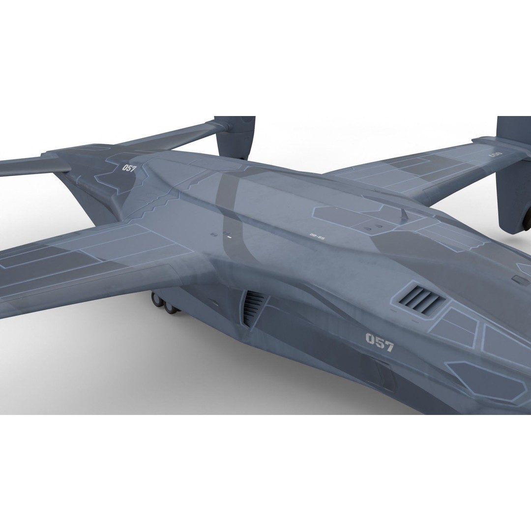 Sci-Fi VTOL Dropship Aircraft 3D Model – PBR Textured, FBX Format - View 12