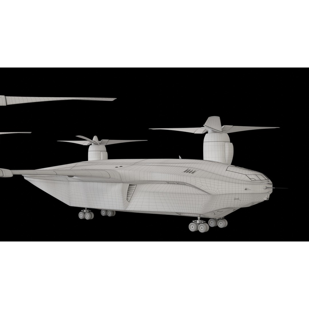 Sci-Fi VTOL Dropship Aircraft 3D Model – PBR Textured, FBX Format - View 22