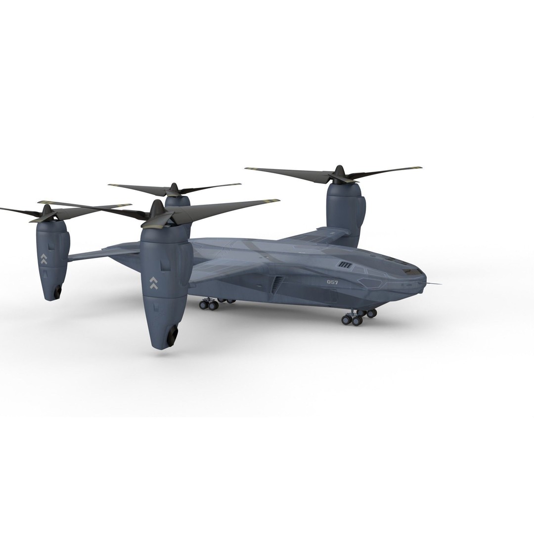 Sci-Fi VTOL Dropship Aircraft 3D Model – PBR Textured, FBX Format - View 4