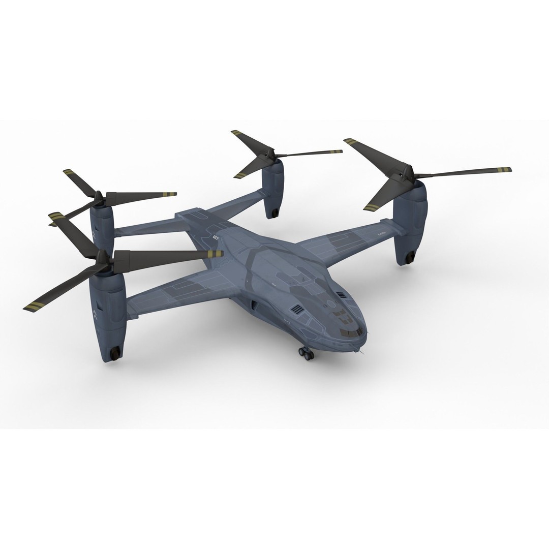 Sci-Fi VTOL Dropship Aircraft 3D Model – PBR Textured, FBX Format - View 5