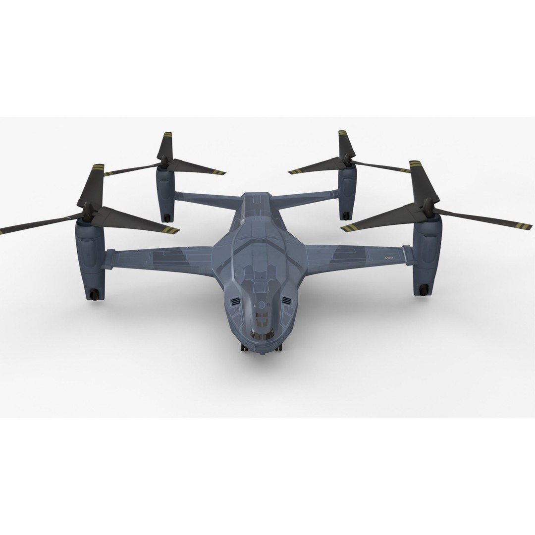 Sci-Fi VTOL Dropship Aircraft 3D Model – PBR Textured, FBX Format - View 6