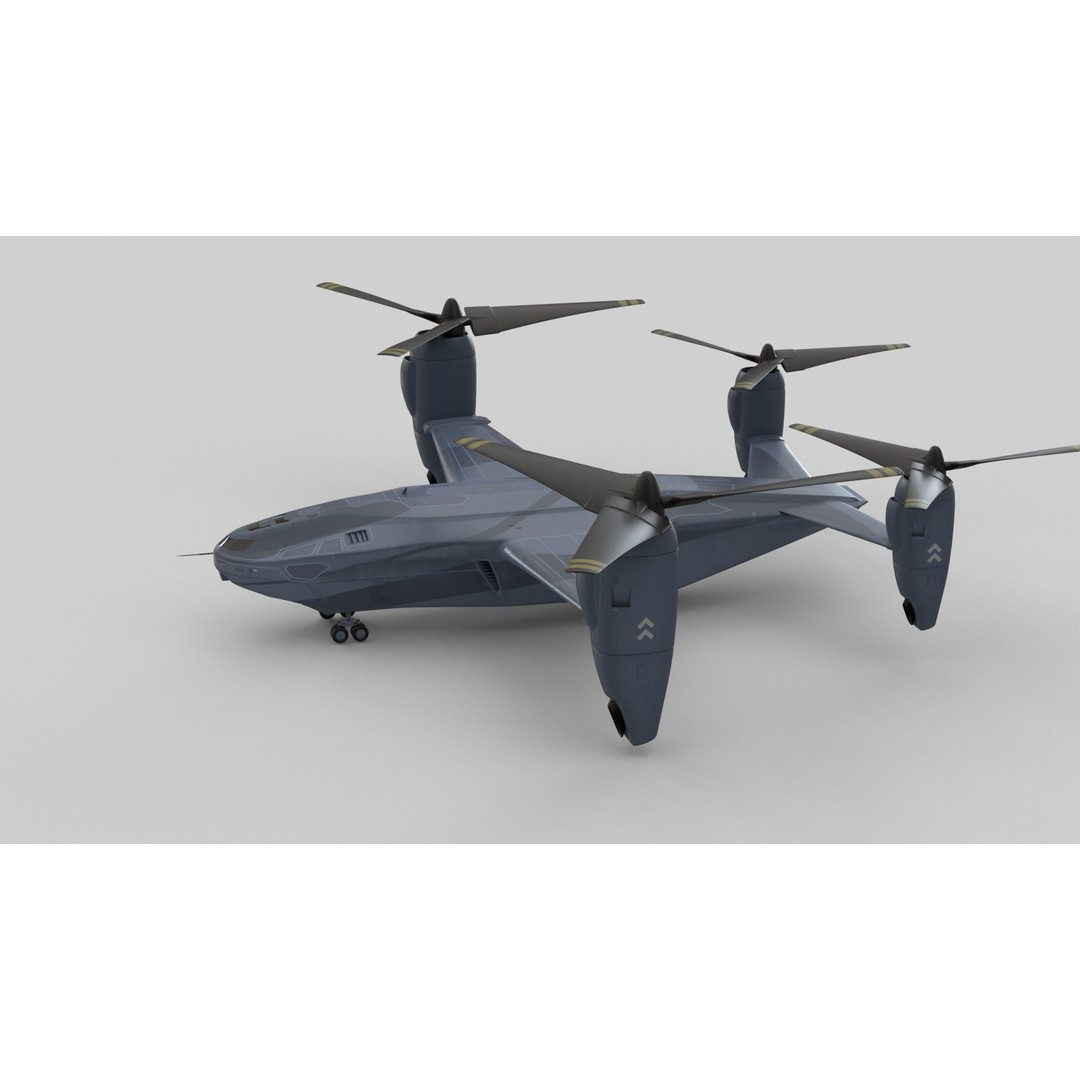 Sci-Fi VTOL Dropship Aircraft 3D Model – PBR Textured, FBX Format - View 9