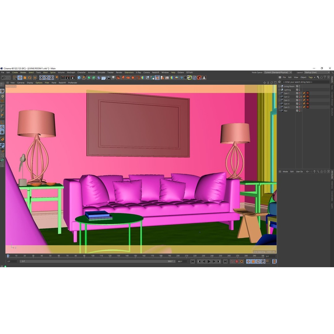 Living Room Interior 3D Model – Classic Style, Cinema4D Files - View 10