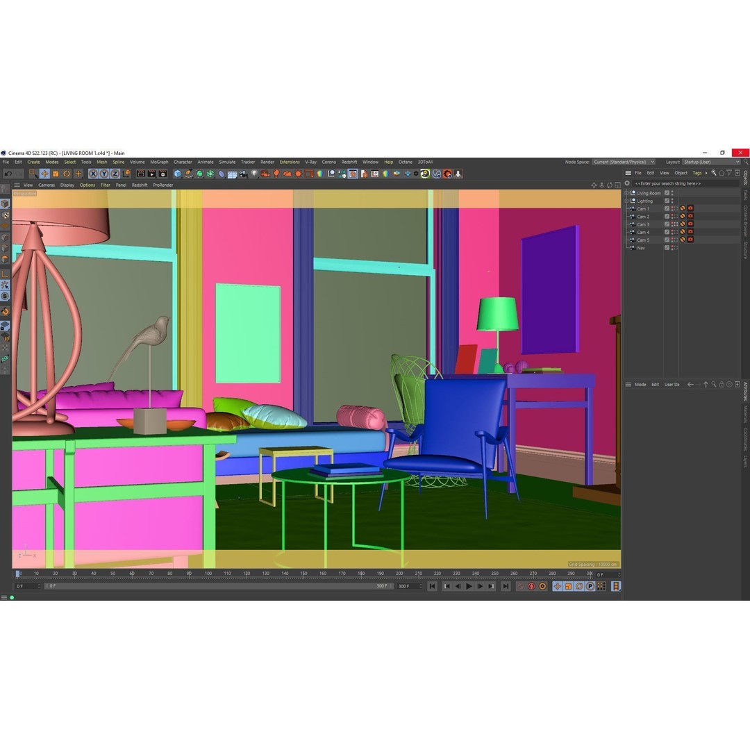 Living Room Interior 3D Model – Classic Style, Cinema4D Files - View 11