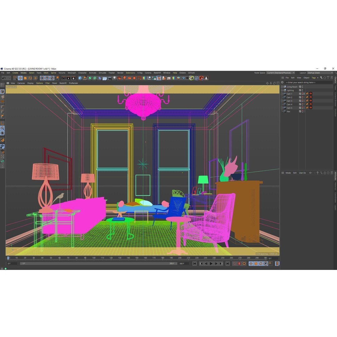 Living Room Interior 3D Model – Classic Style, Cinema4D Files - View 14