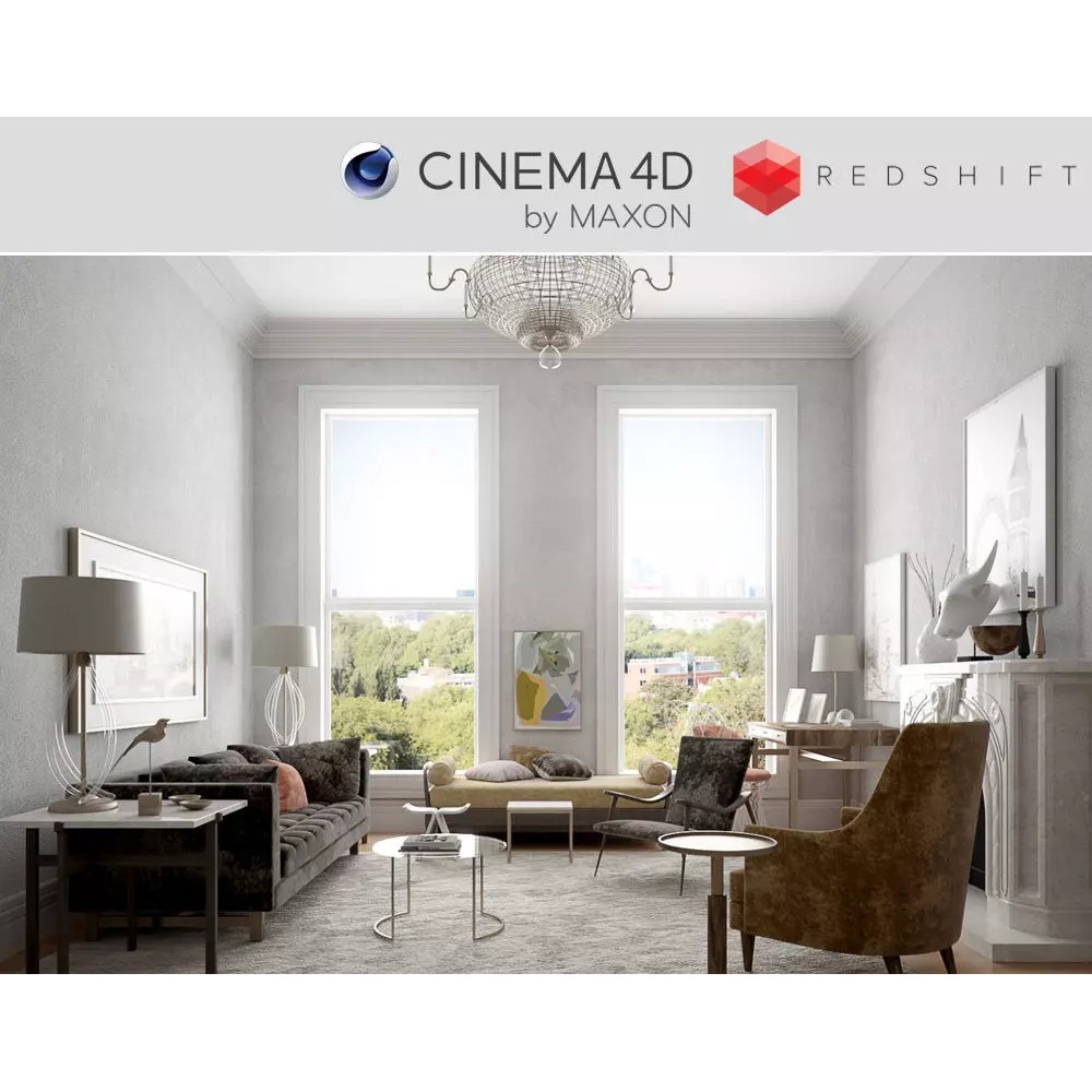 Living Room Interior 3D Model – Classic Style, Cinema4D Files - View 2