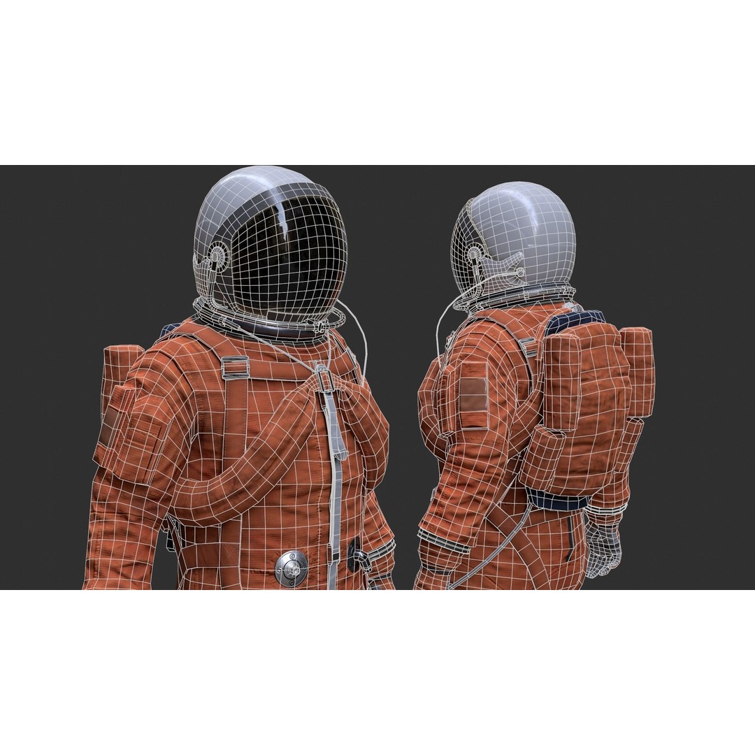 Male Space Suit 3D Model – Low Poly Game Asset, FBX, Rigged