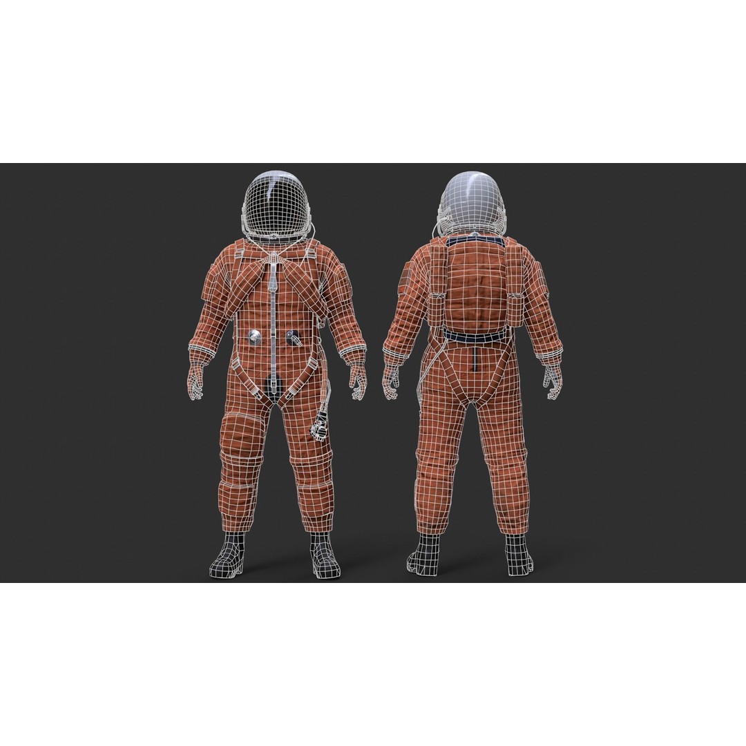 Male Space Suit 3D Model – Low Poly Game Asset, FBX, Rigged - View 14