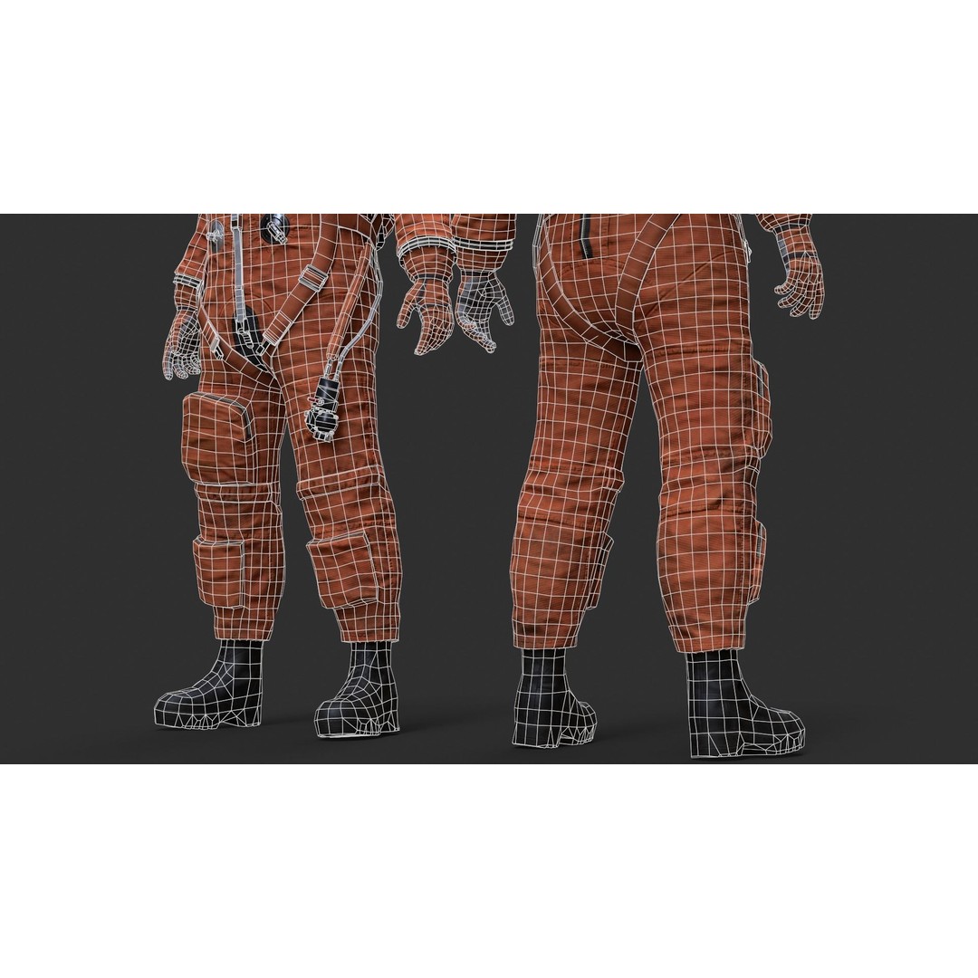 Male Space Suit 3D Model – Low Poly Game Asset, FBX, Rigged - View 15
