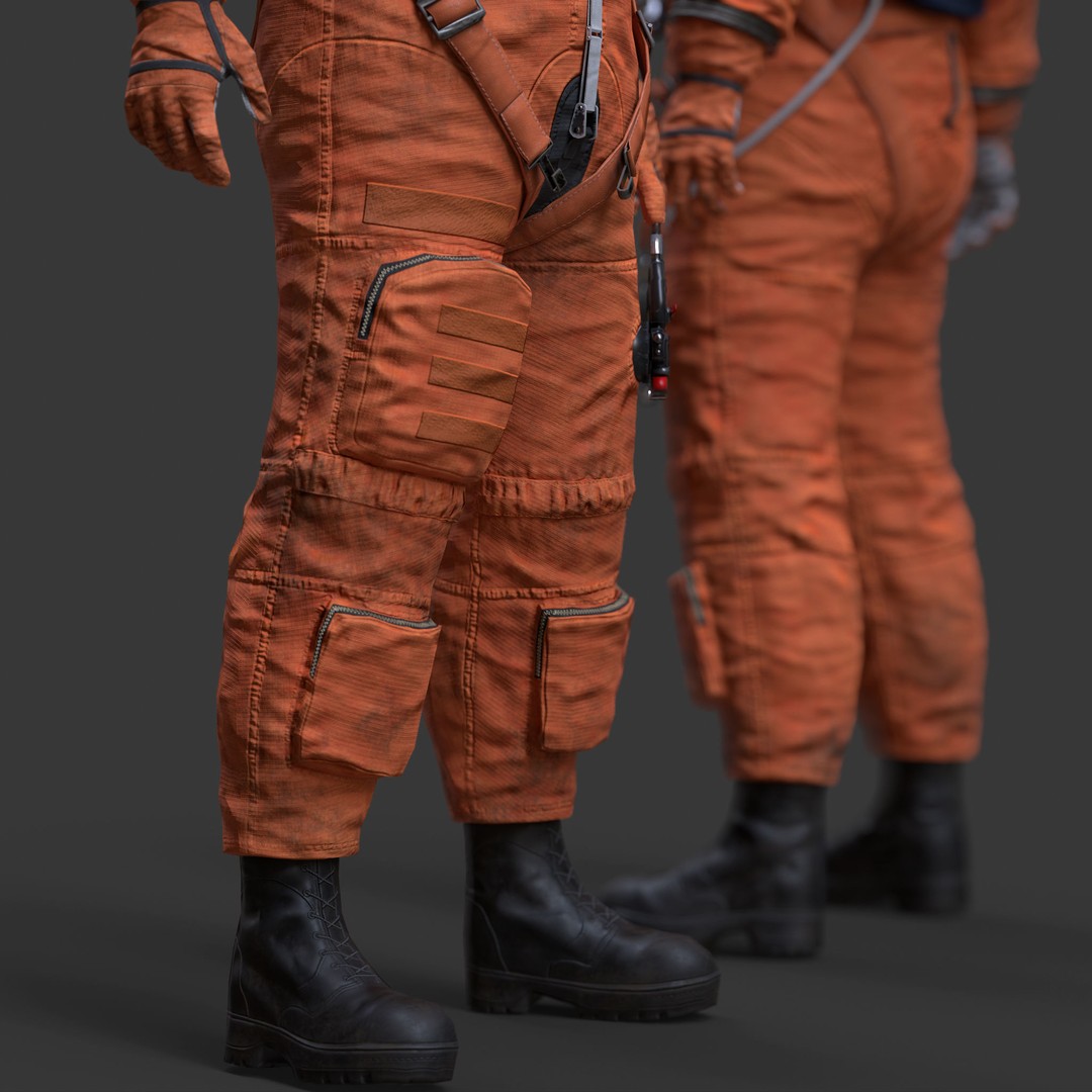 Male Space Suit 3D Model – Low Poly Game Asset, FBX, Rigged - View 7