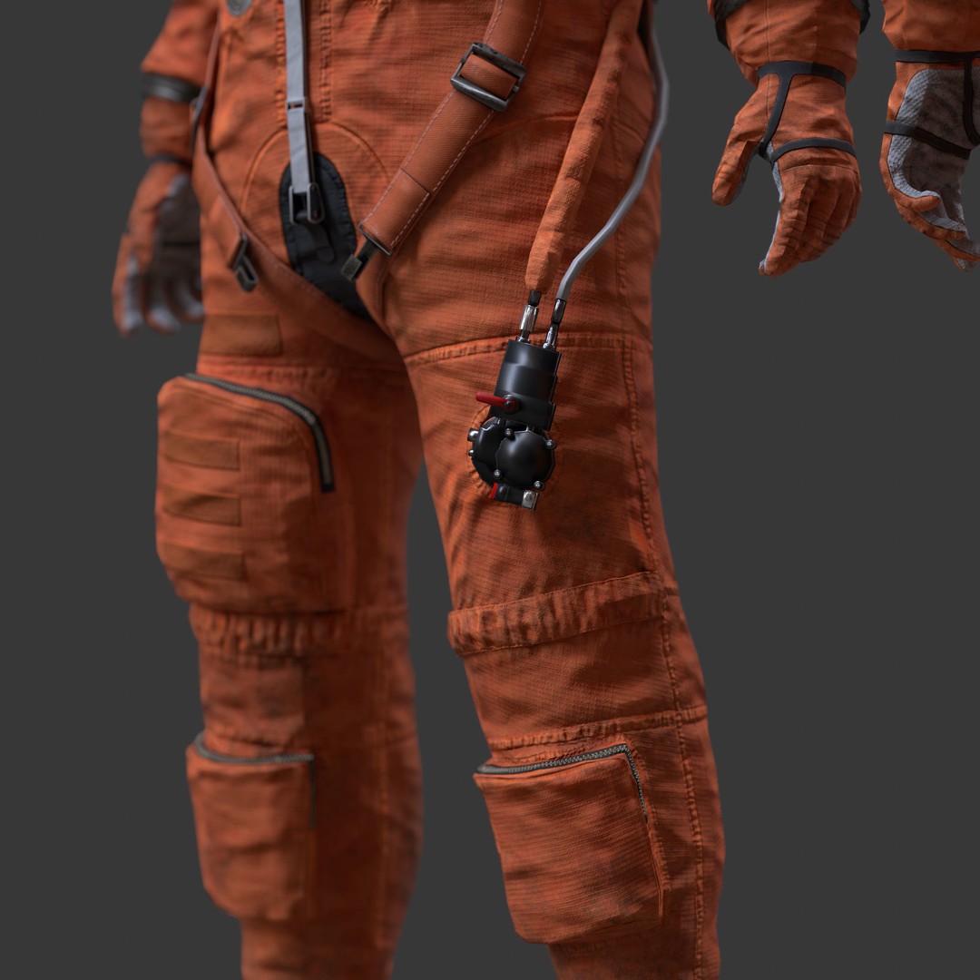 Male Space Suit 3D Model – Low Poly Game Asset, FBX, Rigged - View 8