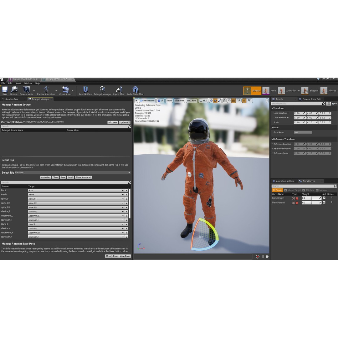 Male Space Suit 3D Model – Low Poly Game Asset, FBX, Rigged - View 9